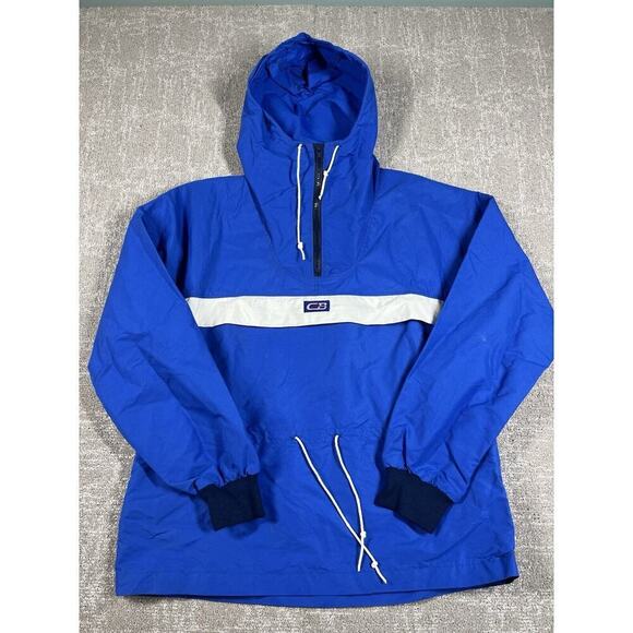 Vintage CB Sports Jacket Blue Womens ML Windbreaker 1/4 Zip Anorak Pullover - Picture 1 of 10